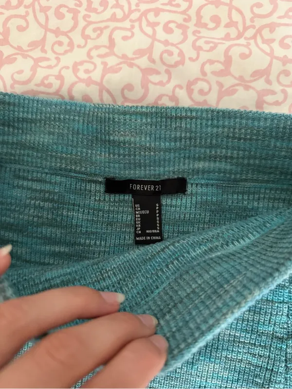 Forever 21 Teal Ribbed Mini Skirt - Image 2