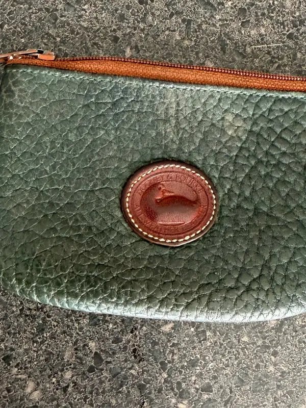 Vintage Dooney & Bourke AWL Leather Big Duck Coin Purse Ivy Green British Tan - Image 2