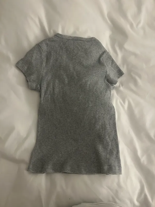 Grey Ribbed Brandy Melville Top - Image 2