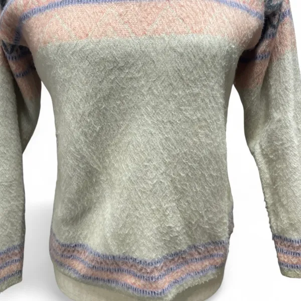 Aprés Style Preppy Pink Puprple Wool‎ Blend Fair Isle Sweater - Image 3