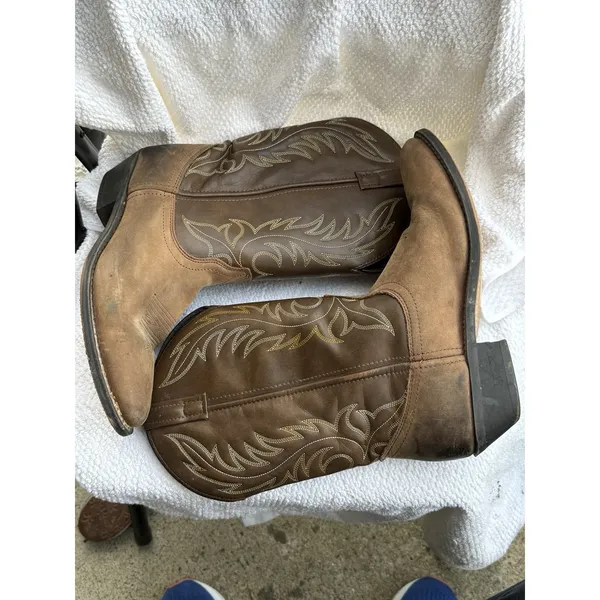 Laredo Brown Leather Pull On‎ Western Boots Women's Size 10 Lea Vamp Fox - Image 3