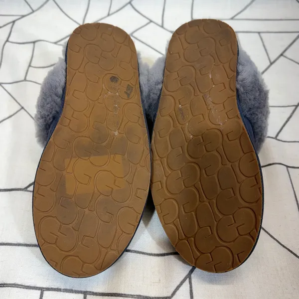 UGG Scuffette II Slippers Size 9 Navy Blue Grey Sheepskin Suede Mules 1106872 - Image 6