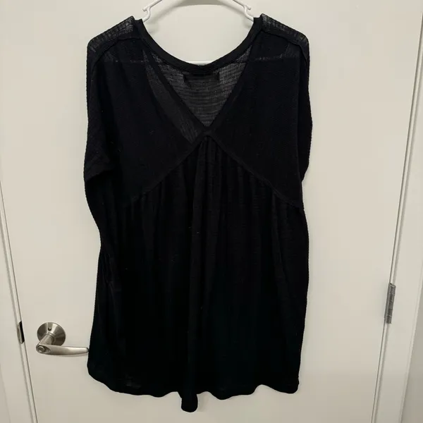 Free People We The Free Black Flowy Thermal Long Sleeve Top - Image 5