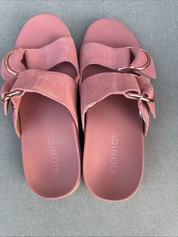 Vionic "Corelee" Pink Suede Slide Sandals size 6.5 wide - Image 3