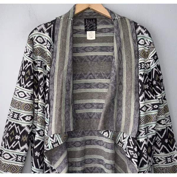 Billabong Drape Cardigan Size Large Aztec Boho Western Waterfall Coastal Cowgirl - Image 3