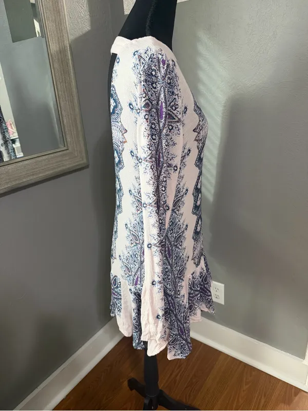 Free People Smooth Talker Paisley Boho Cottagecore Open Back tunic dress XS - Image 6