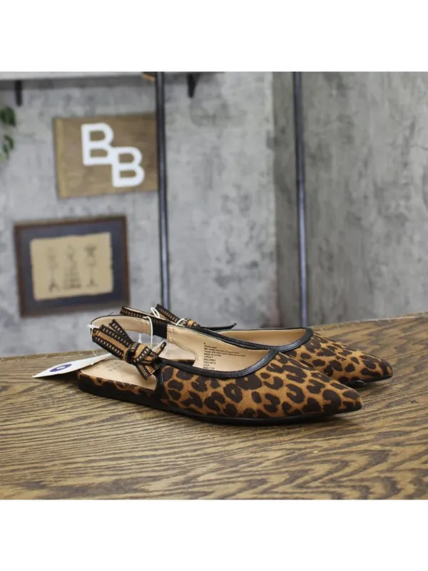 NWT A New Day Slingback Bow Flats Pointed Toe 94303553 Cheetah Brown Multi 6M - Image 2