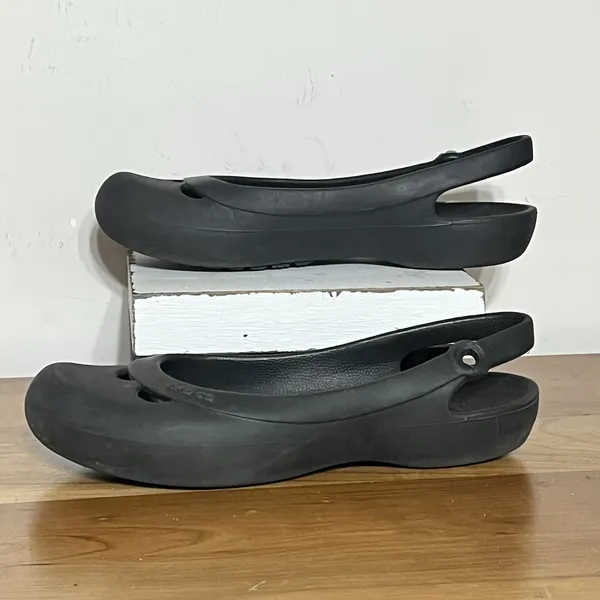 Crocs Size 9 Jayna Black Slingback Flat Slip On Shoes Sandals‎ Croslite Ballet - Image 2