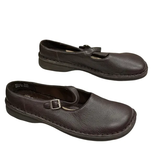 Sbicca Mary Jane Buckle Strap Shoes‎ 6.5 Brown Pebbled Leather Comfort Cottage - Image 4