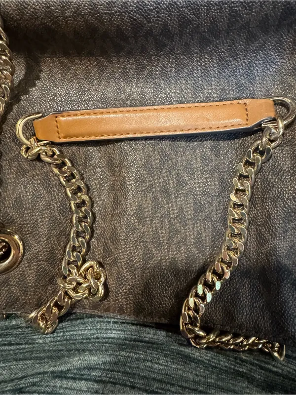 Michael Kors Dark Brown MK Logo Chain-Strap Shoulder Bag - Image 10