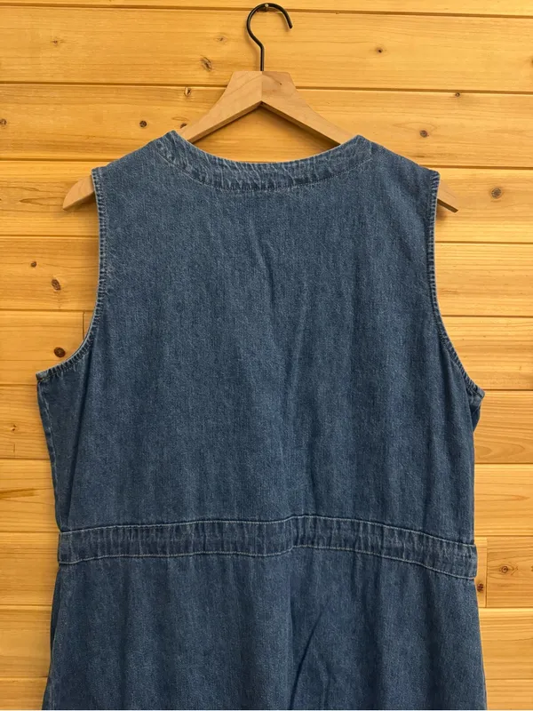 VNTG Bobbie Brooks Large Cotton Denim Button Maxi Dress Cottage Granola Prairie - Image 6