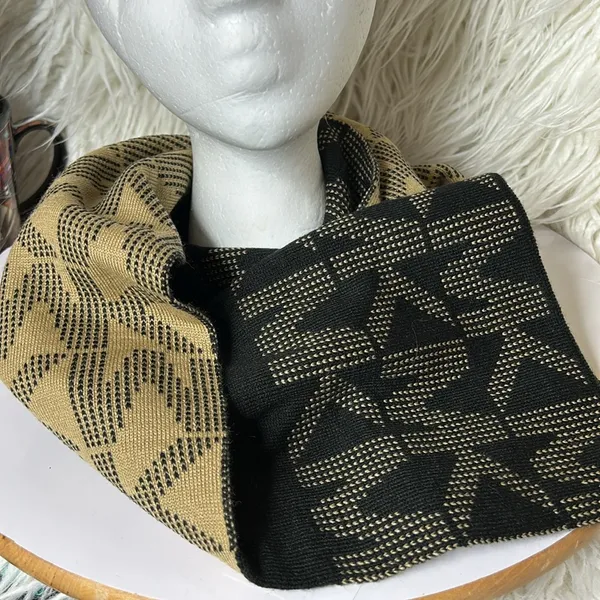 Michael Kors Camel And Black Logo Scarf 10” x 66”. - Image 3