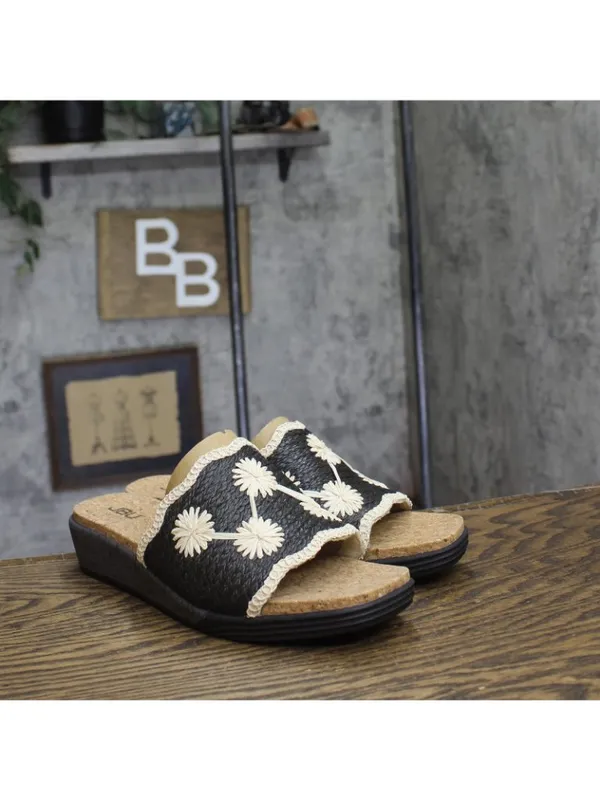 NWT JBU By Jambu Comfort Casual Fashion Slip On Wedge Sandal Black / White 9.5M - Image 7