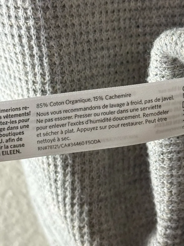 Eileen Fisher M Organic Cotton Cashmere Waffle Knit Tunic Lagenlook Gray - Image 8