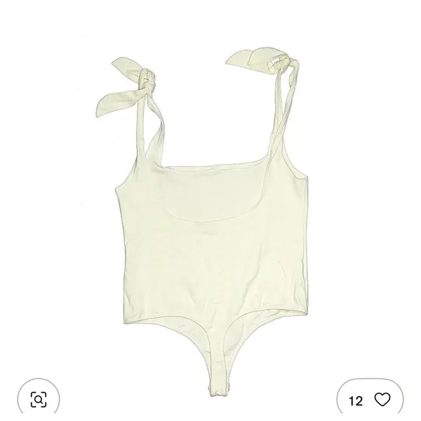 Intimately Free People NWT Off White Ivory Thong Bodysuit Faux Tie Tank Sz Large - Image 4