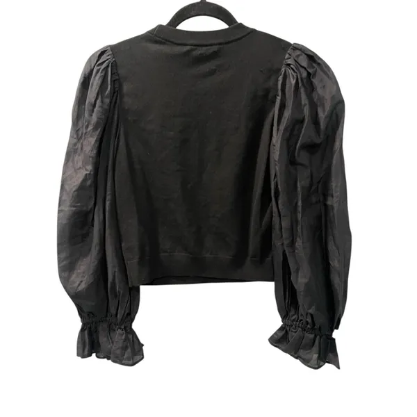 Alice + Olivia Silk Blend Balloon Long Sleeve Size XS Kirie Poet Black Blouse - Image 6