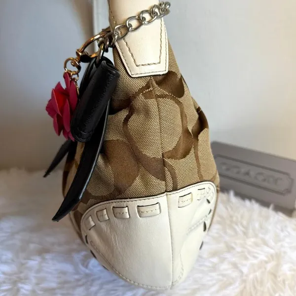 y2k COACH Brown Cream Signature Ergo Hobo Shoulder Bag - Image 6