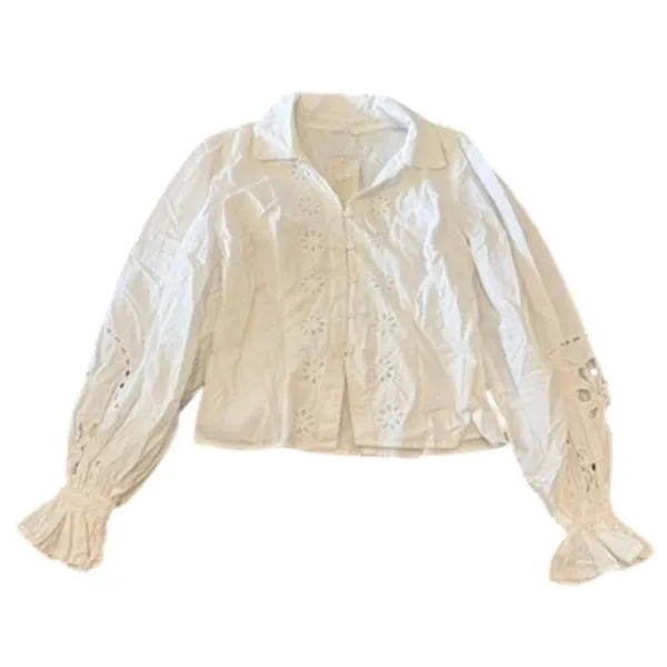Tularosa Tess Button Up Shirt in White, Size M - Image 3