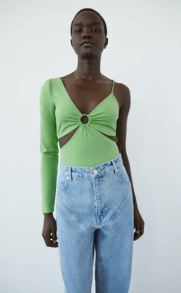 ZARA One Sleeve Green Body Suit - Image 2