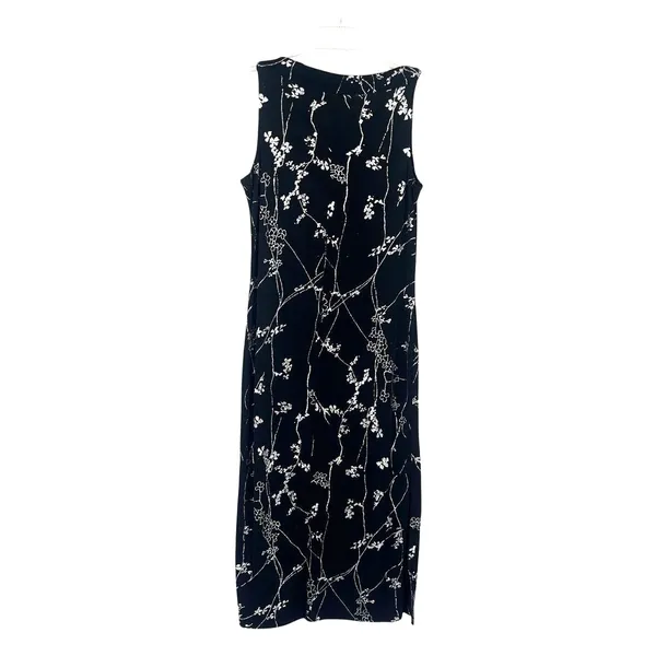 Vtg Y2 Eve Adams Midi Dress Sz M Holiday Gala Metallic Glitter Formal Floral - Image 7