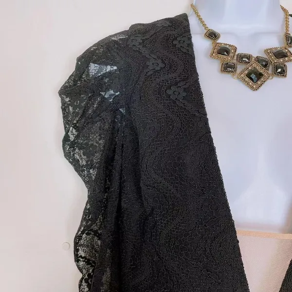 Bellevue Raven Long Sleeve Lace Raven Maxi Gown Wedding Guest Cocktail Small - Image 4