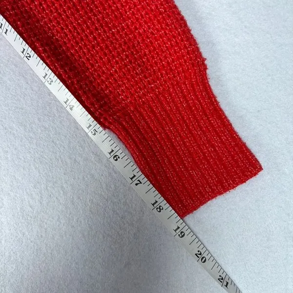 Aerie CozyUp Waffle Button Sweater Women’s XXS Red Oversized Grandpa Cabincore - Image 8