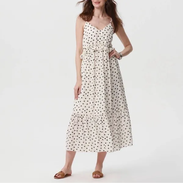 a new day White/Black Strapless Tiered Polka Dot Maxi Dress NWT - Image 2