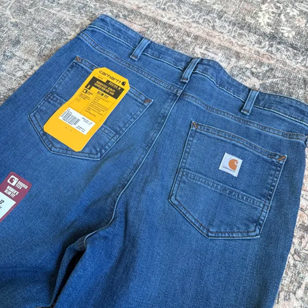 New Carhartt Rugged Flex Slim Fit Tapered High Rise Jeans BD5105-W Blue 12 - Image 4