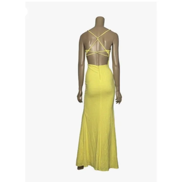 City Triangles Juniors Yellow Spaghetti Strap Formal Body Con Dress 1 - Image 4