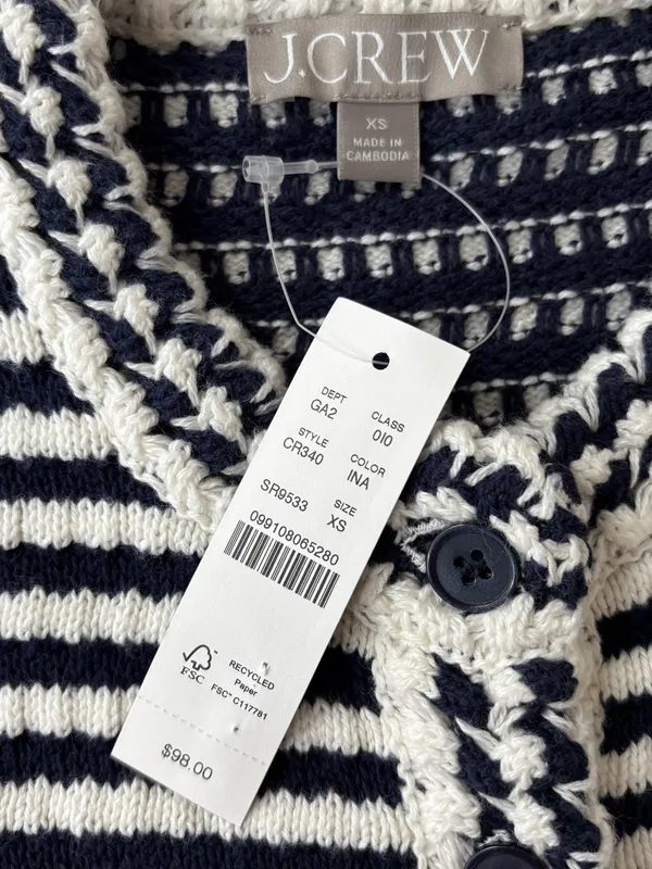 J.Crew Crochet short-sleeve cardigan in stripe - Image 3