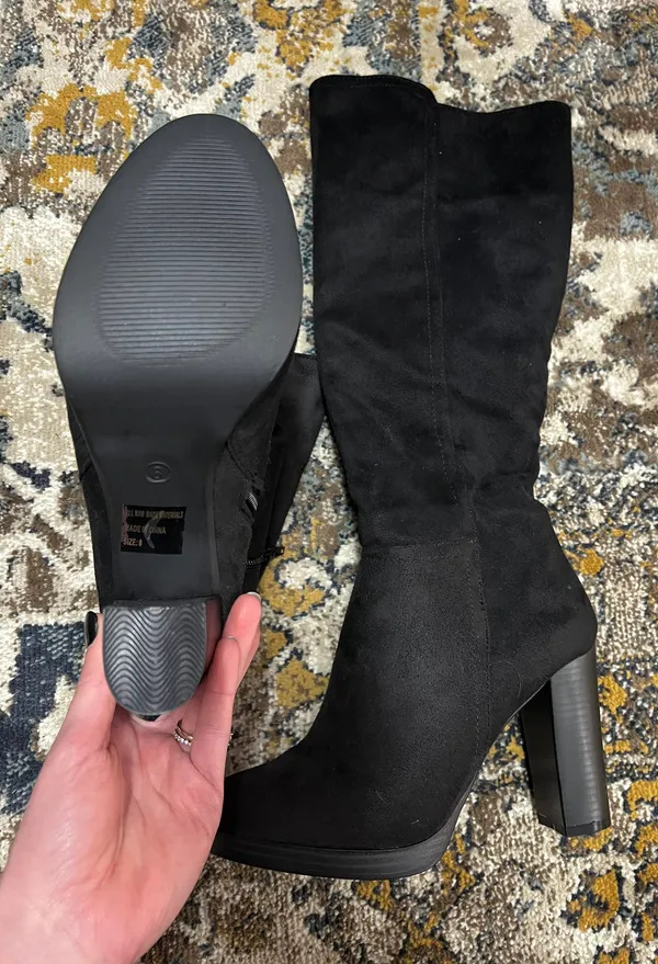 Wild Diva Black Faux Suede Boots - Image 2