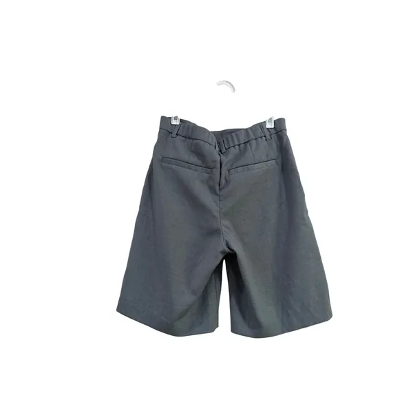 Abercrombie & Fitch Women Grey Mid Rise Bermuda Short Pleated Dress Shorts 24 - Image 3