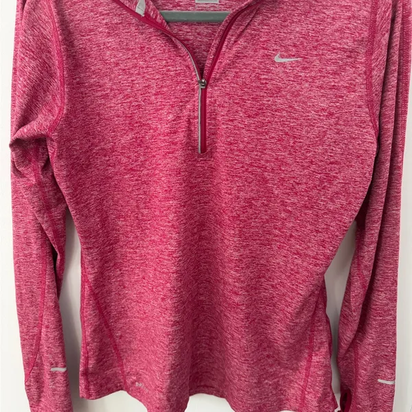 Nike Women's Long Sleeve Top in Heathered pink medium - Image 2