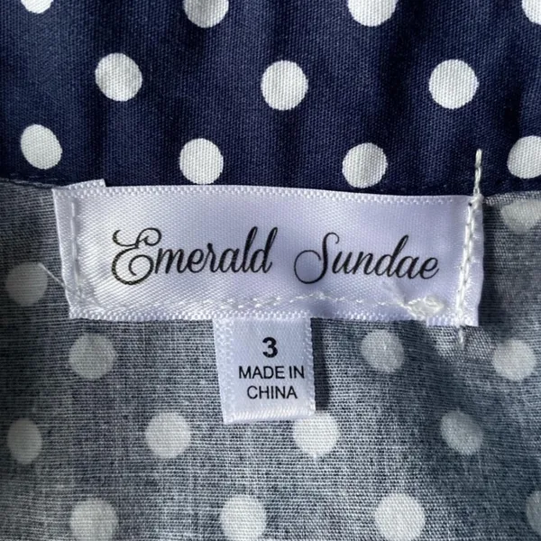 Nordstrom retro 60s style navy blue polkadot flare dress - Image 4