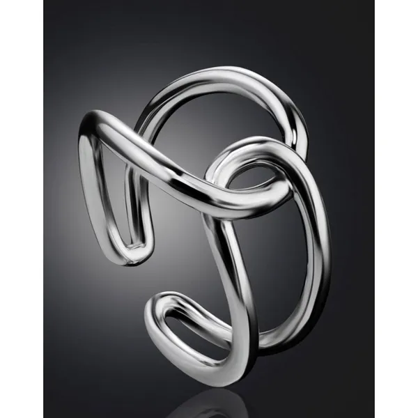 NEW Unisex Minimalist Knot‎ 925 Silver Ring, Adjustable - Image 2