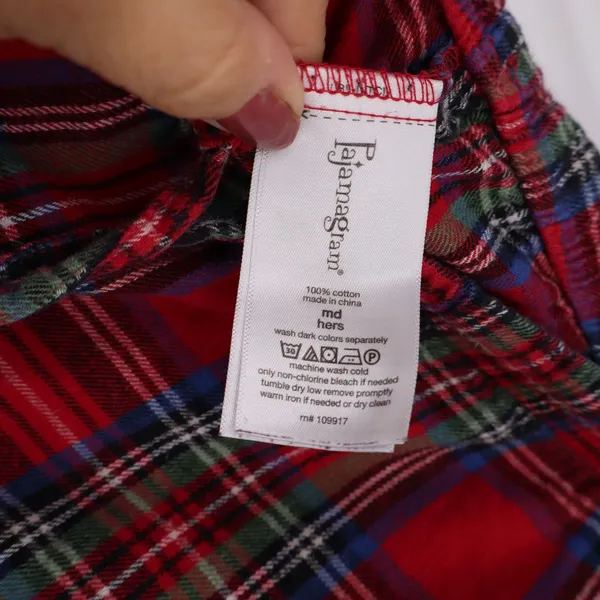 Pajamagram Pajama Pants Womens M Plaid Red Cotton Drawstring Excellent - Image 2