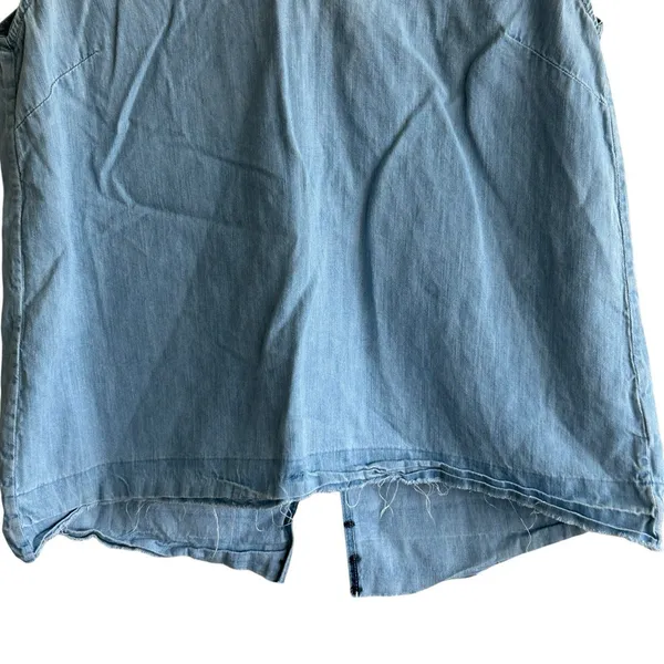 Rag & Bone Jean Kenton Top S Light Wash Chambray Denim Raw Hem V-Neck Sleeveless - Image 5