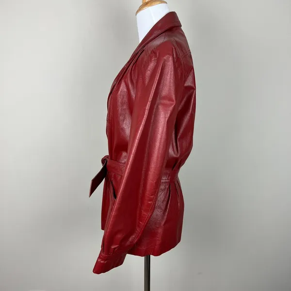 Vintage WINLIT Leather Jacket Womens Small M Red Rust Mod Gogo Hipster 1960s‎ 13 - Image 7