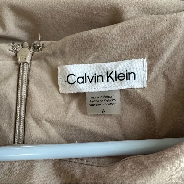 Calvin Klein Beige Shirt Sleeve Ankle Length Jumpsuit NWT Size 6 - Image 6