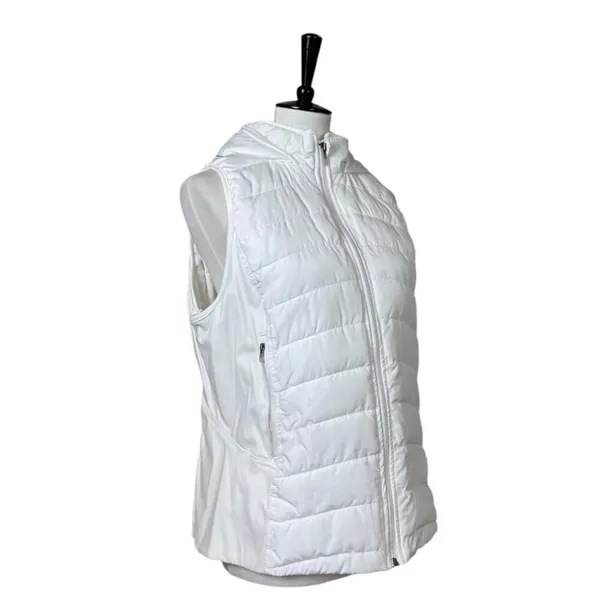 Tangerine Vest White Quilted Puffer Full Zip Hooded Zip Front Women’s Size Large - Image 2