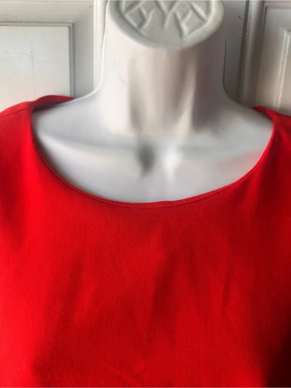 GAP Vibrant Red Shift Dress Elbow Sleeve Round Neck Classic Simple Style Size 14 - Image 7