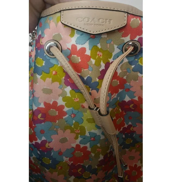 Vintage Tan Floral Coach Tote - Image 5