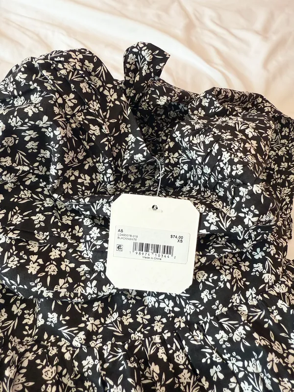 Altar’d State Black And White Floral Pleated Mini Dress Size XS - Image 3