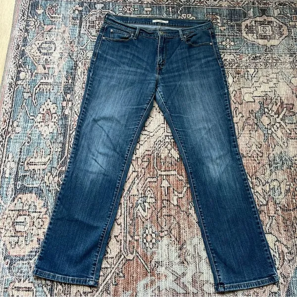 Levi's 505 Straight Dark Wash Straight Leg Jeans Size 12 Mid Rise Denim - Image 2