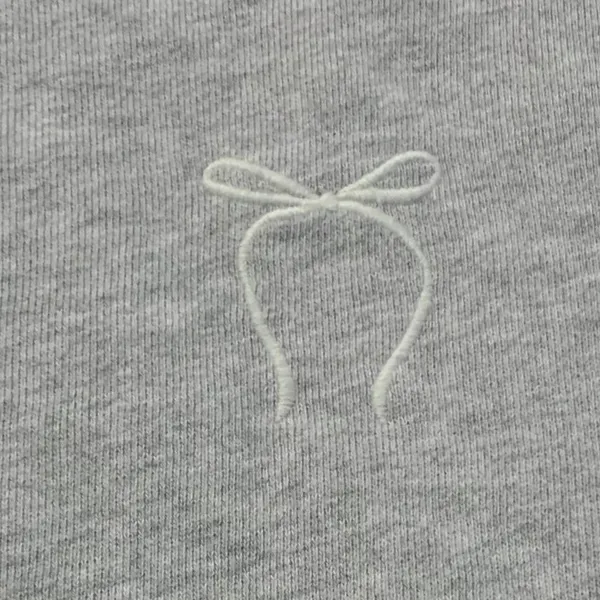 Aerie Sweatshirt Gray Bow Embroidered Coquette Balletcore Puff Sleeve S Oversize - Image 2