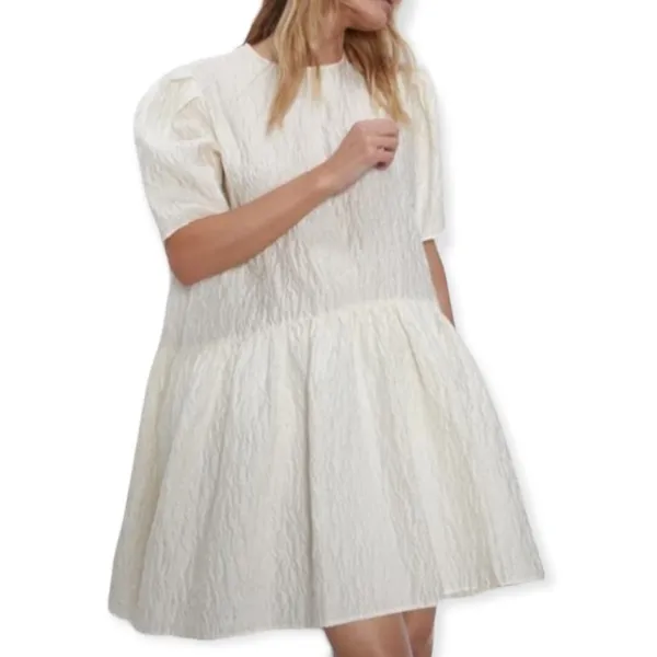 ZARA Voluminous Flounce Mini Dress Ivory NEW Size L - Image 5