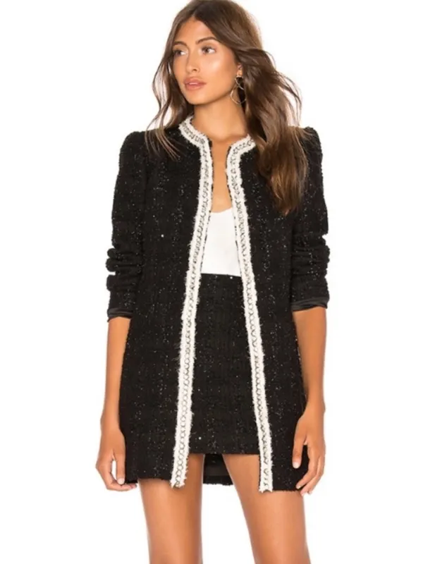 Alice + Olivia Elana Mini Skirt In Black Metallic Tweed Sequin Size 6 - Image 10