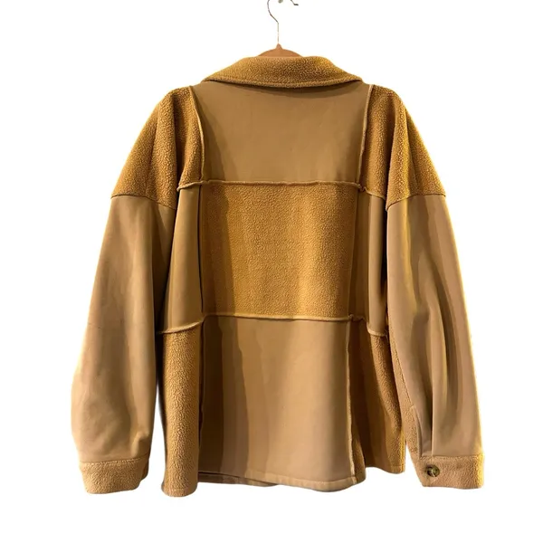 women's oversized jacket in a faux shearling and smooth fabric mix size L‎ - Image 2