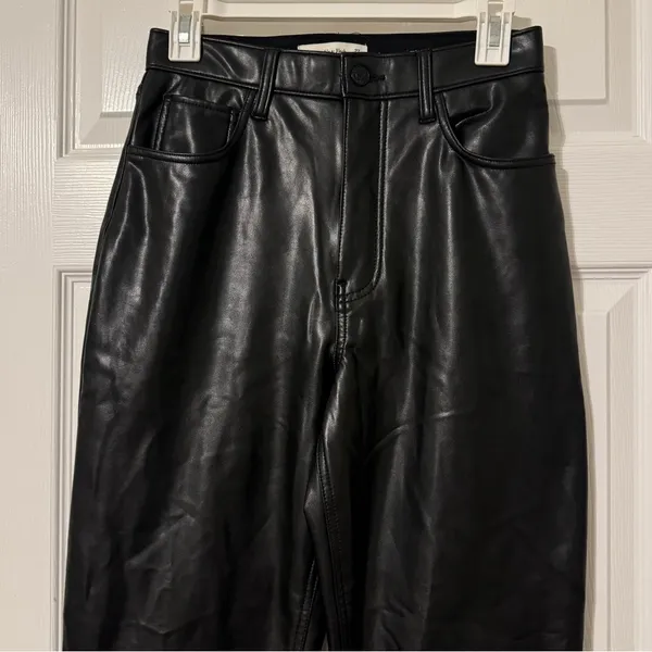 Abercrombie & Fitch The Ankle Straight Ultra High Rise Leather Pants Size 27 / 4 - Image 3