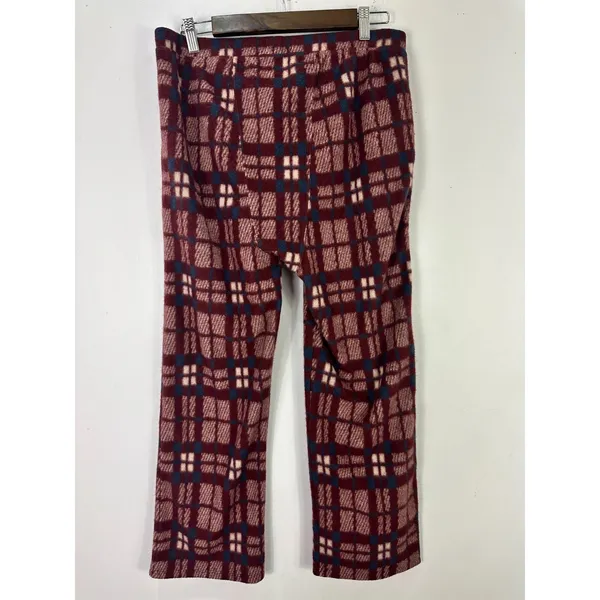 The Great Pajama Pants Womens 1 Burgundy Plaid Plush Fleece Sleepwear Lounge NEW - Image 3